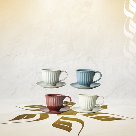 كوب سيراميك معتق مع صحن 180 مل | CERAMIC Ateeq