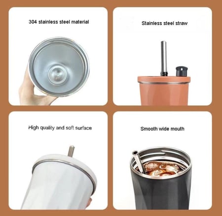 مق حافظ للحرارة و البرودة مع مزاز الوان متعددة و بتصميم مضلع - 600 مل | Coffee Mug