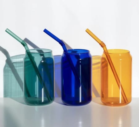 اكواب زجاجية مع مزاز - 350 مل | Glass Cups with Straws - 350ml