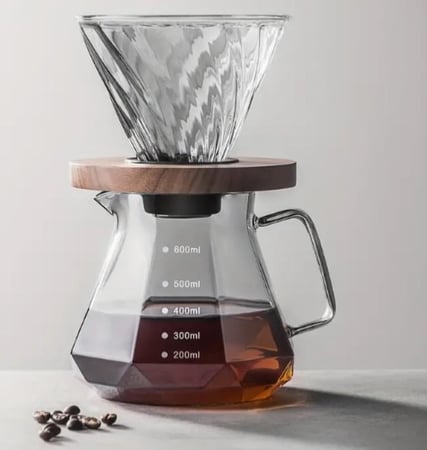 طقم قمع مع سيرفر زجاجي فاخر - الوان متعددة | V60 Dripper