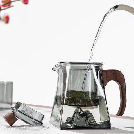 ابريق شاي زجاجي بمصفاة - 430 مل | Glass Teapot Simple Tea Brewer 430ml