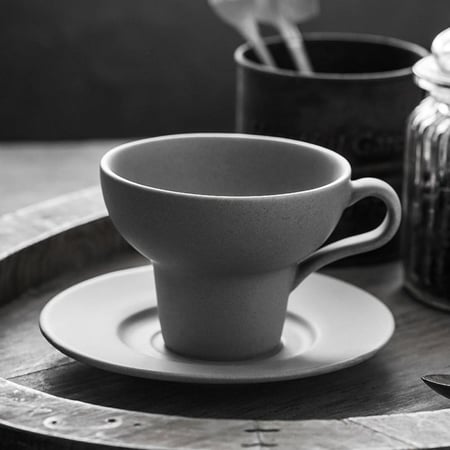 كوب سيراميك فخار مع صحن 150 مل | CERAMIC Pottery