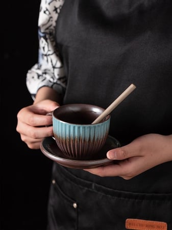 كوب سيراميك فاخر مع صحن - الوان متعددة | CERAMIC CUP