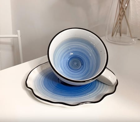 كوب مع صحن مموج منقط | 180 مل