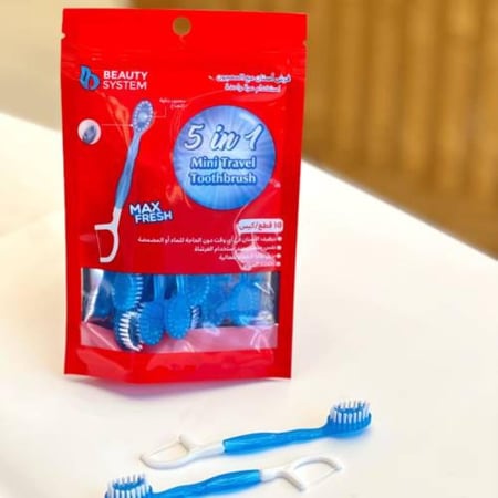 بيوتي سيستم فرشاة ومعجون مع خيط تنظيف الاسنان - 10 قطع