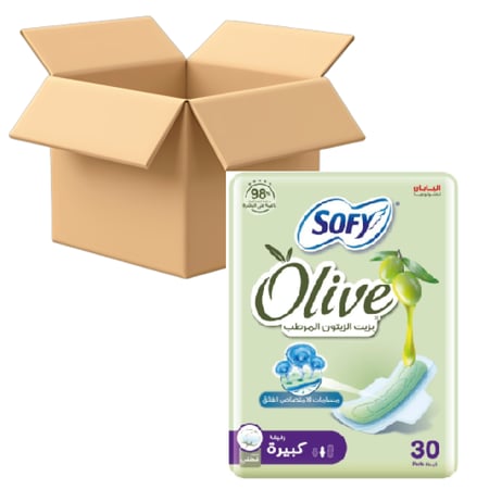 [كرتون] سوفي فوط بزيت الزيتون المرطب حجم كبيرة 6 ربطة  × 30 فوطة