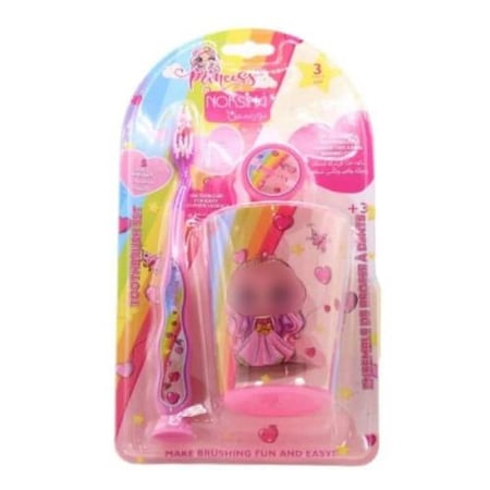 نورسين فرشاة أسنان أطفال مع غطاء + كأس بلاستيك - ملون