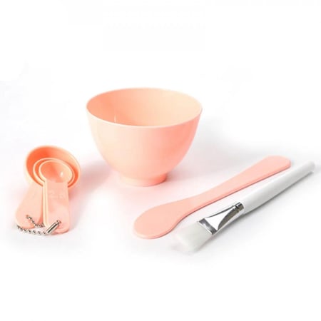 وعاء بلاستيكي لخلطة قناع الوجه بفرشاة واداة خلط وملاعق - ملون