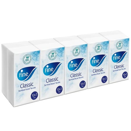 مناديل فاين جيب كلاسيك معطرة ومعقمة  10 منديل 3 طبقات -  10 حبة