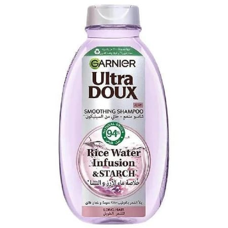 غارنييه شامبو منعم خالي من السيليكون بخلاصة ماء الأرز والنشا - 600 مل