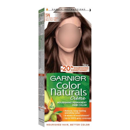 غارنييه صبغة دائمة مغذية للشعر رقم 5N - بني متوسط طبيعي
