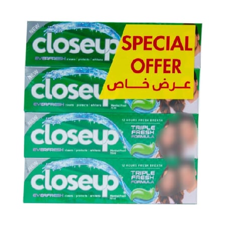 معجون اسنان كلوس اب ديب اكشن اخضر عرض 4 حبات - 75 مل