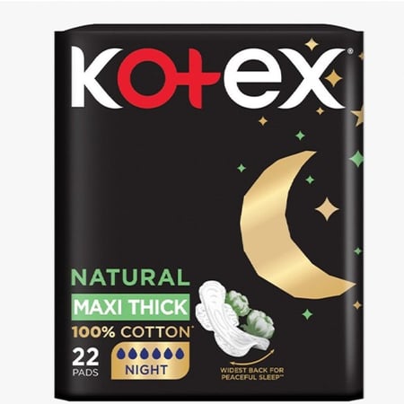 كوتكس فوط ماكسي قطنية حماية طبيعية سميكة ليلية بالأجنحة - 22 فوطة