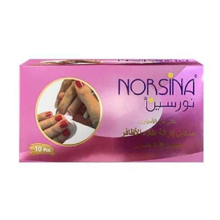 نورسينا مناديل مزيل طلاء الأظافر - 10 مناديل