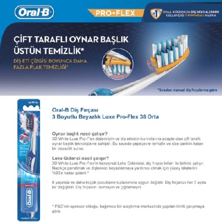 فرشاة أسنان أورال بي برو-فليكس 3D وايت لوكس ناعمة - حبة