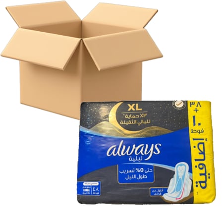 [كرتون] أولويز فوط ليلية سميكة صحية بالأجنحة 38 + 10 فوطة × 3 شدات