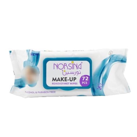 مناديل مبللة لإزالة المكياج من نورسين - 72 منديل