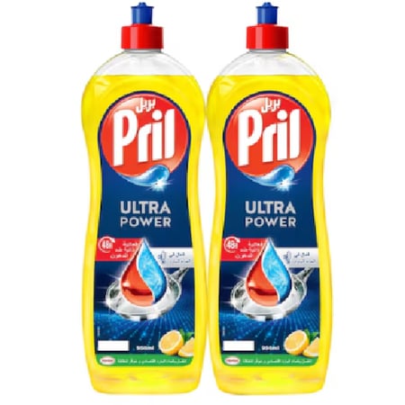 بريل الترا باور سائل غسيل الأطباق برائحة الليمون، فعال في الماء البارد 950 مل × 2 حبة