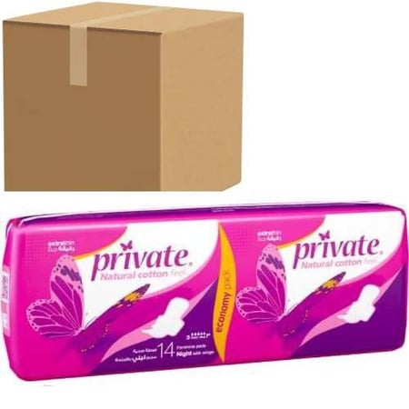 [كرتون] برايفت فوط صحية حجم ليلي بالأجنحة 14 فوطة