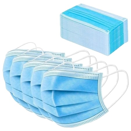 كمامة وجه ازرق 3 طبقات 50 حبة