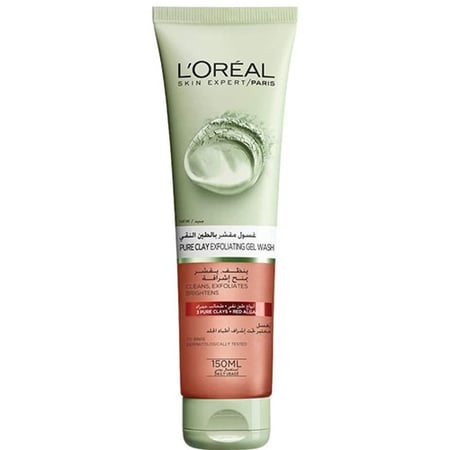 لوريال غسول مقشر بالطين النقي والطحالب الحمراء منظف ومقشر للبشرة - 150