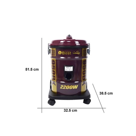 مكنسة كهربائية تكنو بيست برميل 21 لتر - 2200 واط 50/60 هيرتز لون أحمر وذهبي موديل BVC-021 | تكنو بيست (28113002)