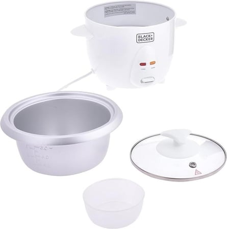 قدر ضغط بلاك اند ديكر لطهي الأرز بسعة 1 لتر - 400 واط - أبيض - RC1050-B5