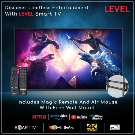 ليفيل شاشة تلفزيون 65 بوصة سمارت 4K - نظام WebOS - بدون إطار - WLVLU6501WDE