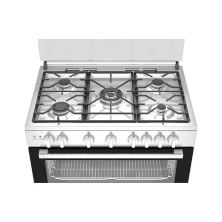 فرن غاز بيكو 5 عيون 60*90 سم مع مروحه شبك ثقيل استيل BGGR 11127 GX