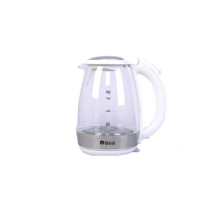 غلاية ماء تكنو بيست زجاج مع قاعدة استيل 1.7 لتر لون ابيض بقدرة 1850-2200 واط وجهد 50/60 هيرتز موديل BGK-002