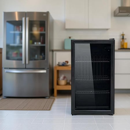 دانسات ثلاجة عرض باب زجاج 3.2 قدم مكعب - 90 ليتر - أسود - D190SC