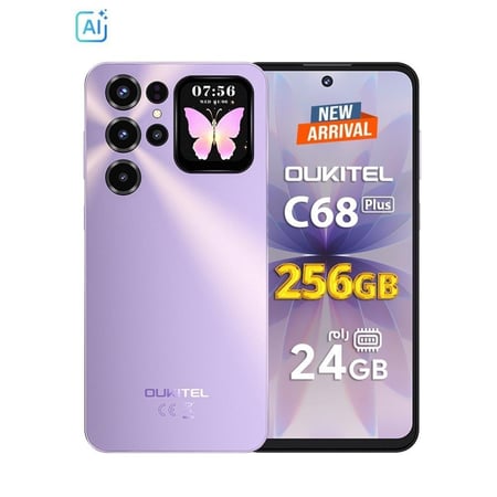اوكيتل جوال C68 Plus ثنائي الشريحة بذاكرة رام 8+16 جيجابايت وذاكرة داخلية 256 جيجابايت يدعم 4G متعدد الألوان