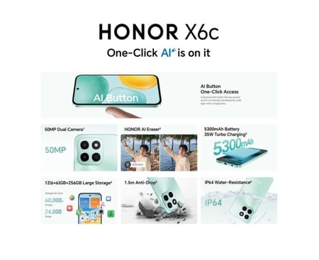 هونر x6c ذاكرة 256 جيجا رام12 شبكة 4g