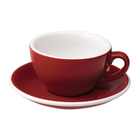 كوب لاتيه احمر 280ml من إيقل مع الصحن