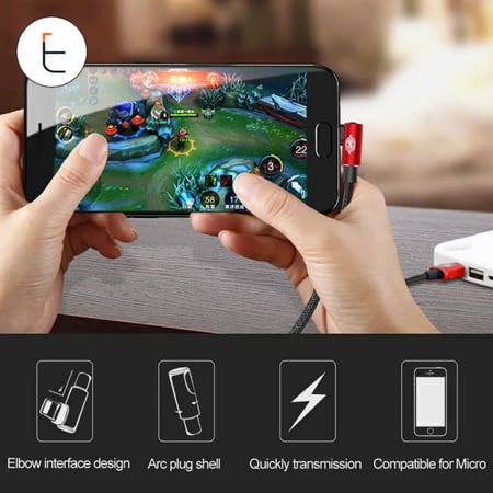 بيسوس | سلك شاحن مايكرو يو اس بي سريع ضد القطع قابل للعكس 90 درجة Baseus | Micro USB Cable Reversible | CAMMVP | 0.5M