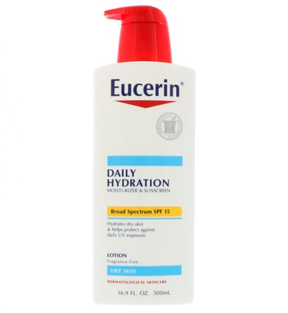 Eucerin, مرطب يومي، للبشرة الجافة، 15 SPF معامل وقاية من الشمس، خالي من العطور،  (500 مل)
