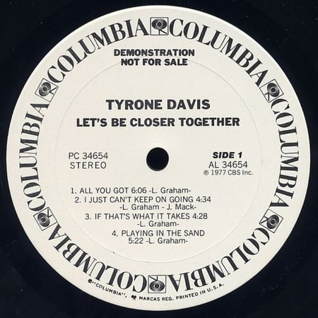 Tyrone Davis ‎- Let's Be Closer Together