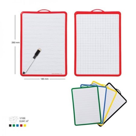 سبورة صغيرة مربعات بوجهين مع قلم سبورة ومساحة متوفر 4 الوان