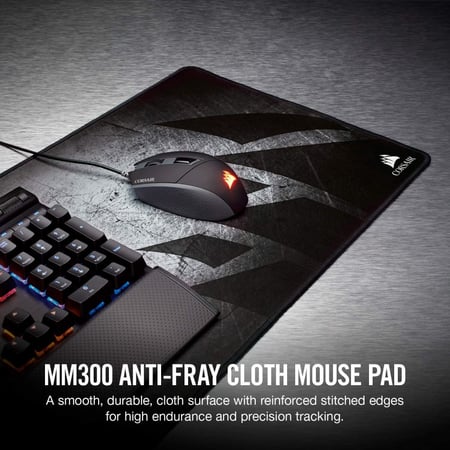 ماوس باد Corsair MM300 - سطح قماشي مقاوم للتآكل بحجم 930x300 مم لتجربة لعب دقيقة وسلسة