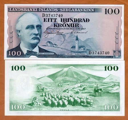 ايسلندا فئة 100 كرونة أنسر  (إصدار قديم)