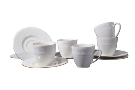 طقم فناجين قهوة بروسلين تركي مع صحون من كوتاهيا مكون من 12 قطعه - ACL12KT14R520