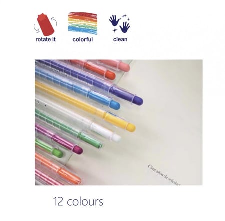 الوان شمعية لف 12 لون مع غطاء حمايه EDDICO