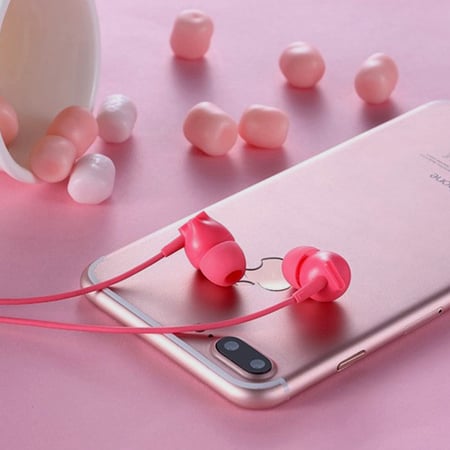 سماعة أذن رياضية ستيريو سلكية وردي لجميع الأجهزة موديل AU-03