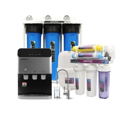 فلتر ماء 7 مراحل مع برادة بيورينا مع فلتر خزان جامبو ثلاثي