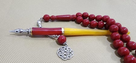 قلم الآغا، استانستيل، ملون كهرمان وعقيق، مقاس 2 mm