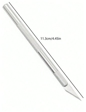 قلم مشرط (سكين) للترتيش، مع 6 رؤوس إضافية في علبة مستقلة