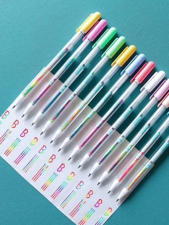 12 قلم سائل متعدد الألوان العشوائية
