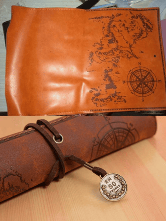 حافظة أقلام لف (لون عسلي) - مقلمة جلد