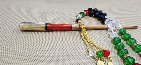 قلم الآغا، ذهبي، عقيق وخشب الزيتون، مقاس 3 mm مع غطاء