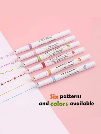 قلم رول للزخرفة 6 ألوان مختلفة